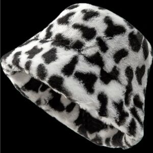 Chic Fur Hat Cow Print Black and White